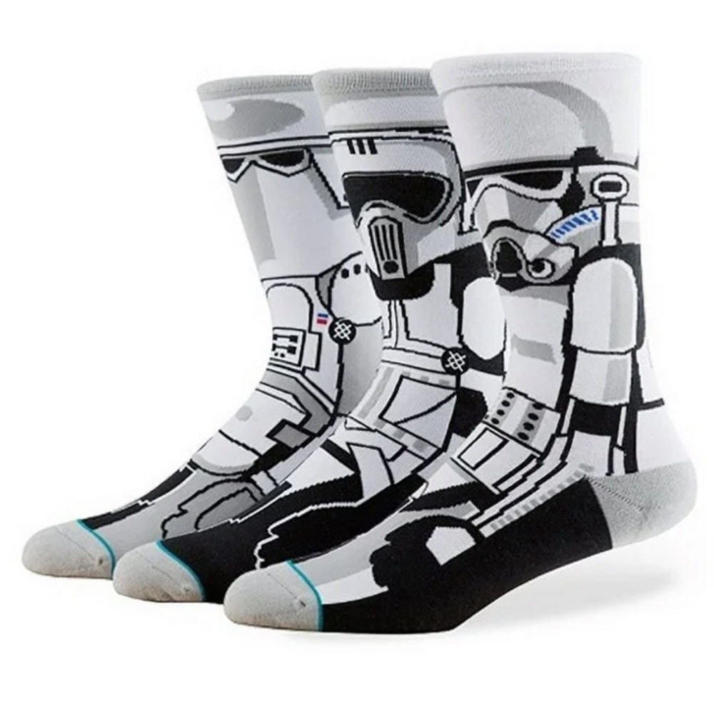 Stance x Star Wars Trooper Graphic Black & White Socks MEDIUM M Mens NEW